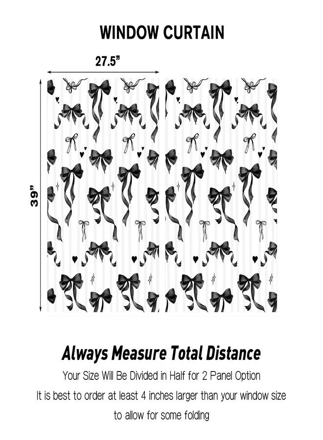 Coxila Black Bow Kitchen Window Curtains 27.5 x 39 Inch Small Short Mini Cafe Rod Pocket Cute Giry Girls Kawaii Princess for Living Bedroom Room Home Treatment Set of 2 Curtain Panels Drapes Tiers - Image 4